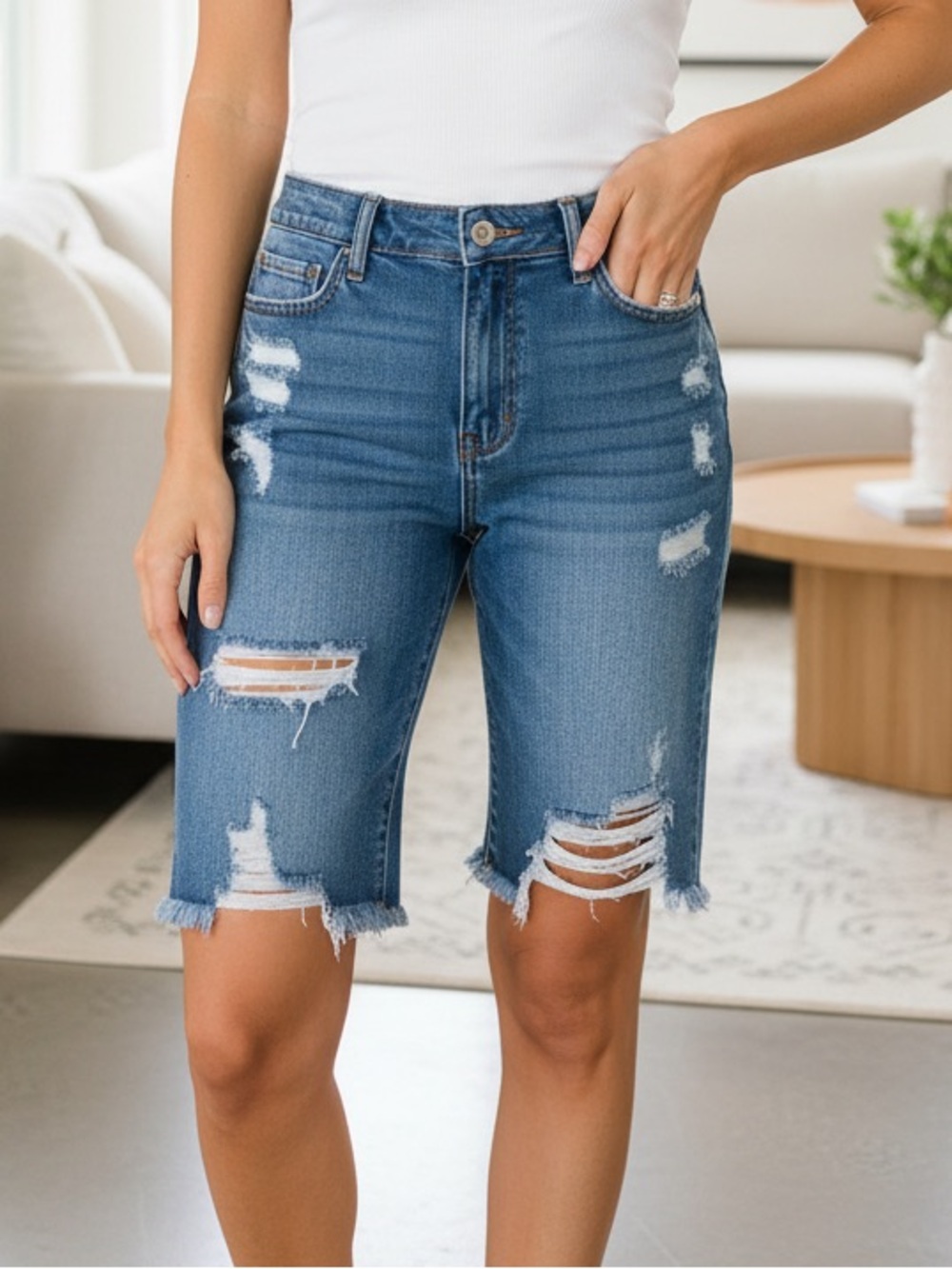 NEW Womens Ripped Jean Shorts, Distressed Denim Cutoffs S/M/L